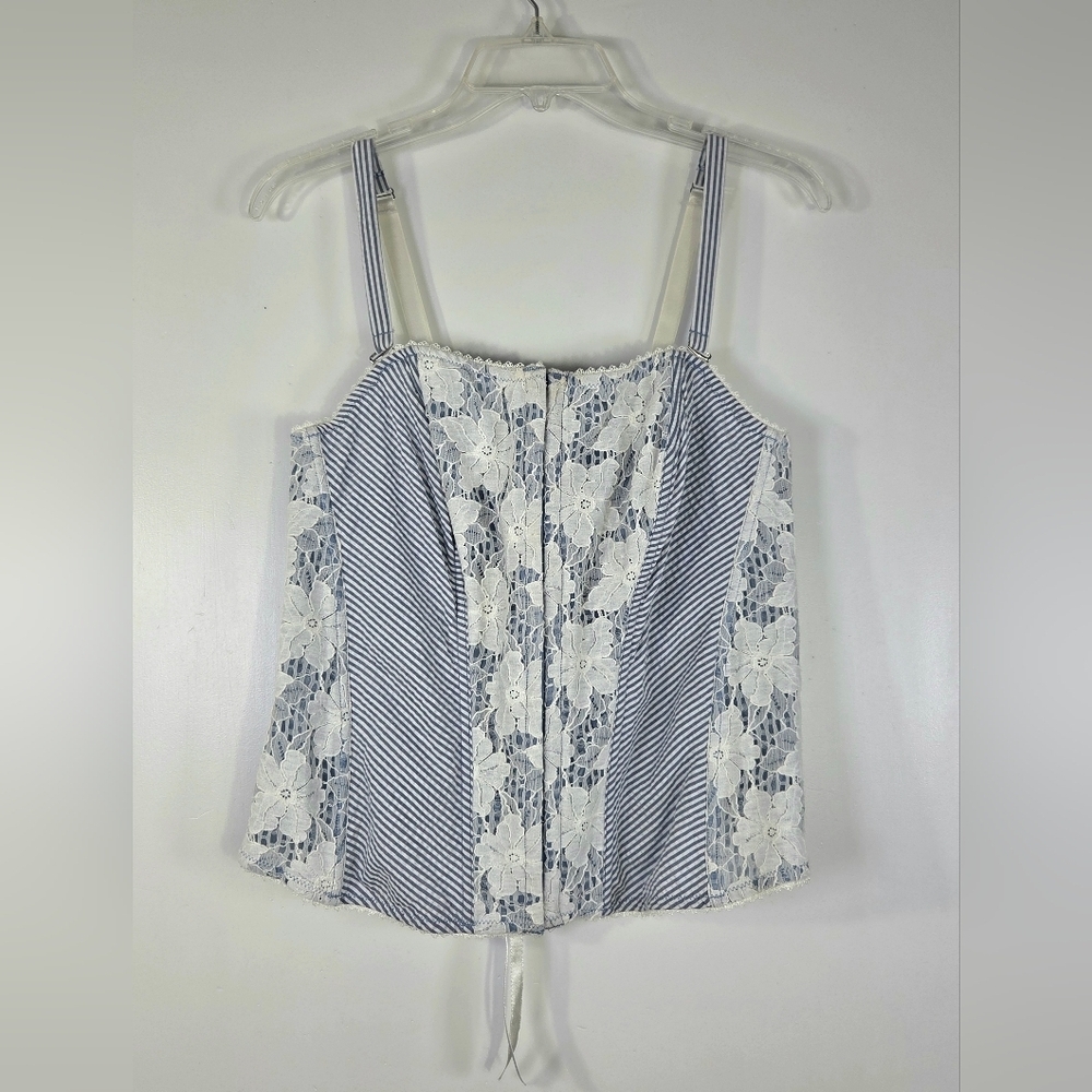 NEW CACIQUE SEERSUCKER FLORAL LACE COQUETTE CORSET